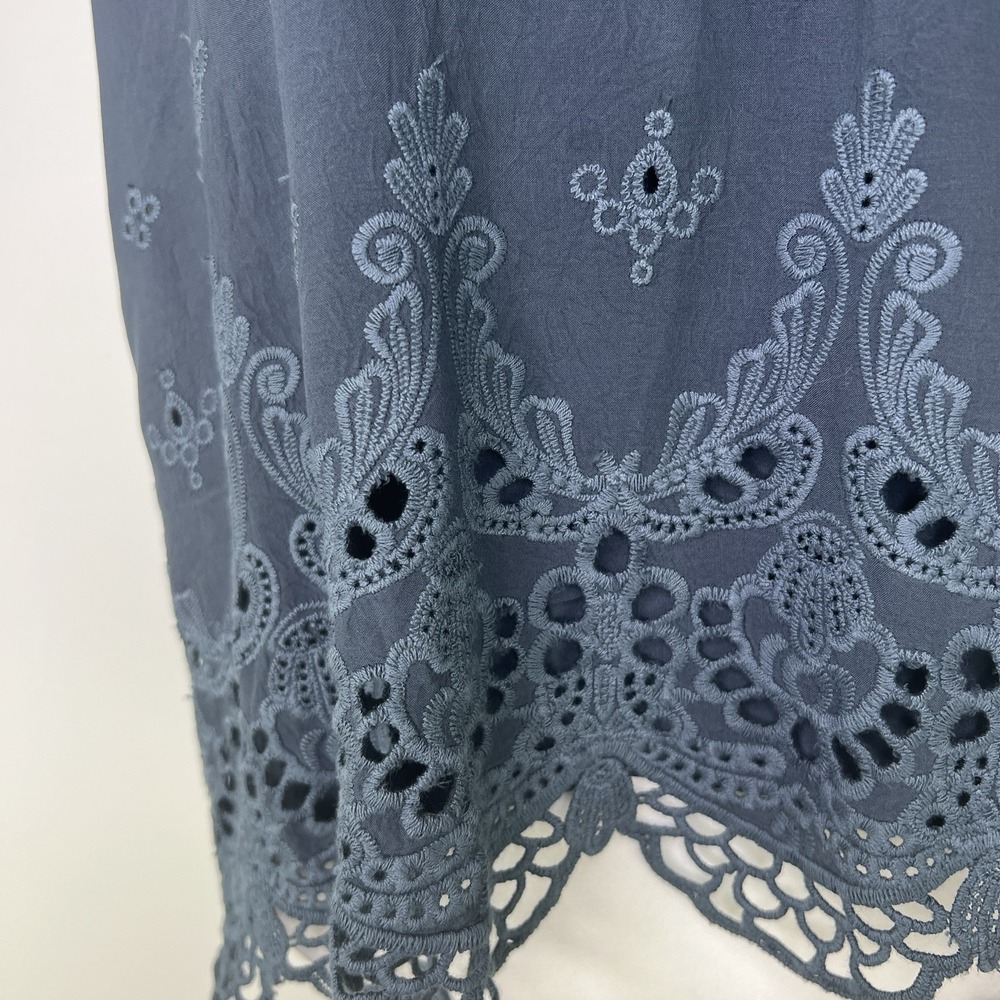 YOUNG FABULOUS & BROKE Navy Flowy‎ Boho Beachy Coastal Eyelet Halter Top MEDIUM - Picture 2 of 9